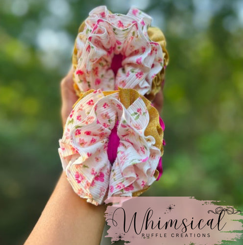 Pink Floral Ruffle piggies