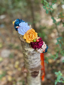 Autumn satin floral crown