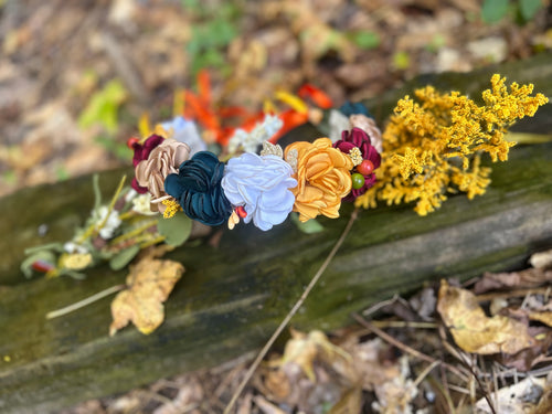 Autumn satin floral crown