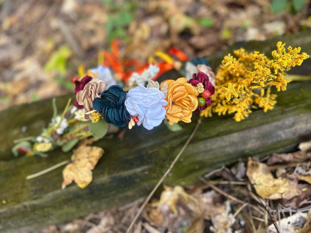 Autumn satin floral crown